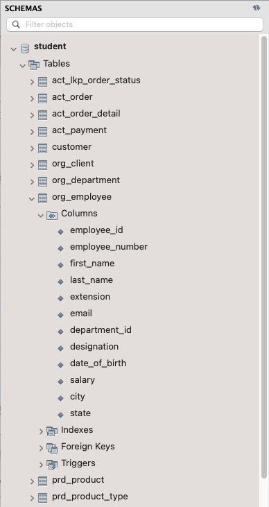 PostgreSQL clients table with data