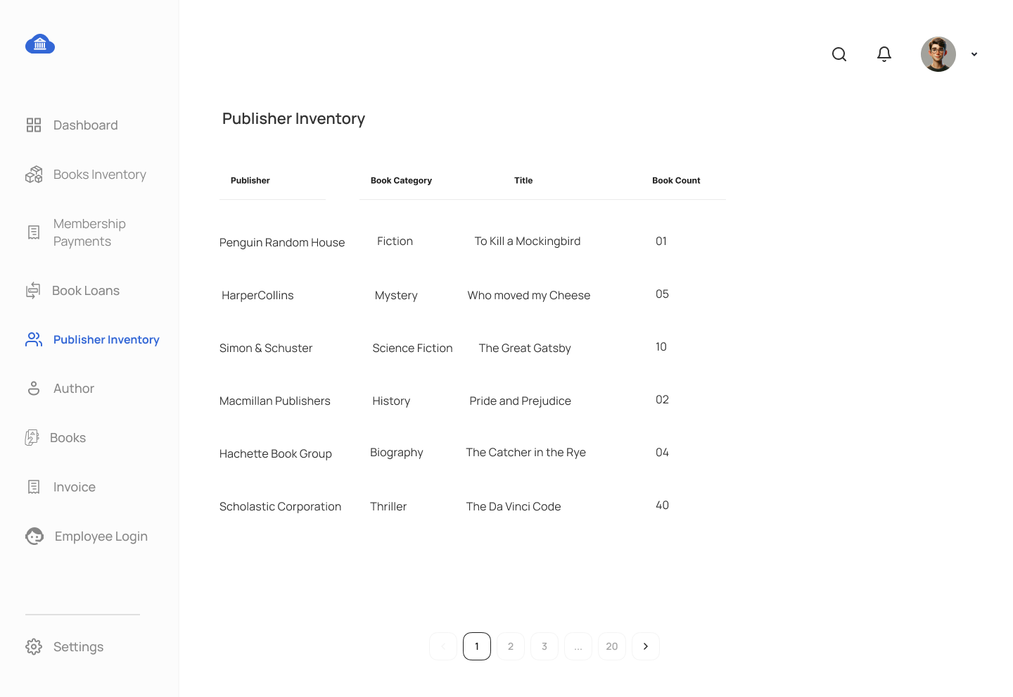 UX Screens for Library Management System Mockup