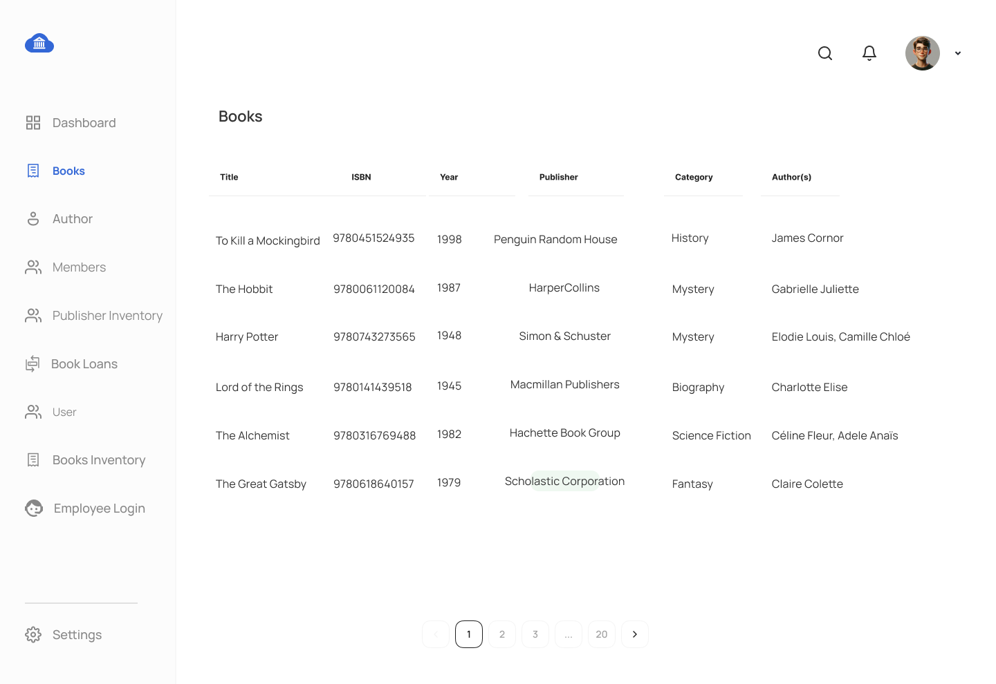 UX Screens for Library Management System Mockup