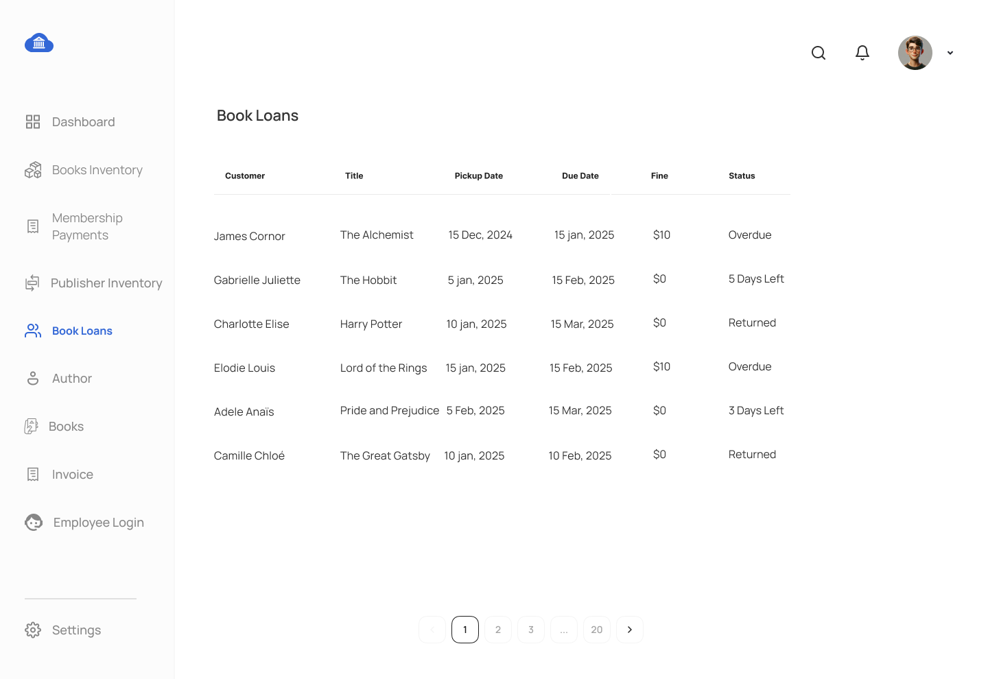 UX Screens for Library Management System Mockup