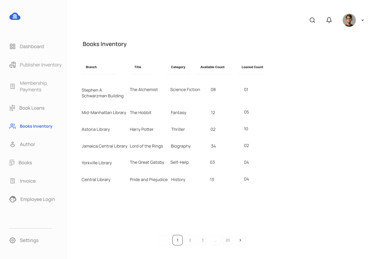 UX Screens for Library Management System Mockup