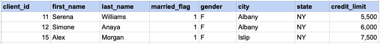 Example 3 Query Output