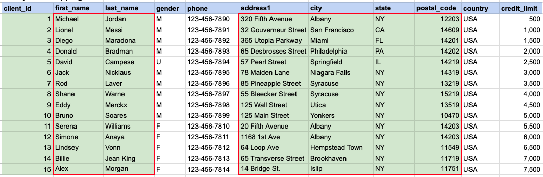 Example 2 Query data mapping