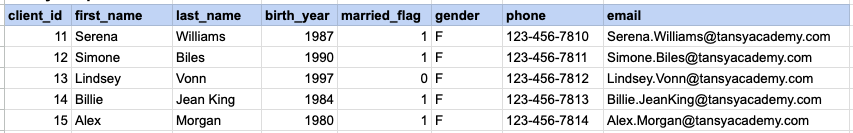 Example 1 Query Output